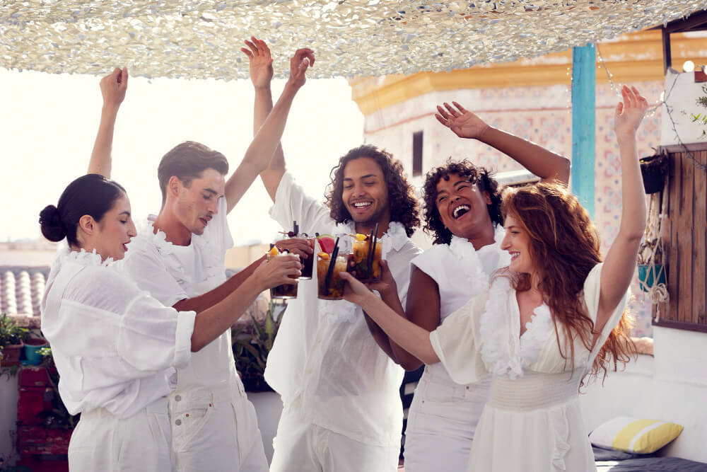 Dancing and drinking at a wedding party