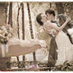 Wedding couple kissing