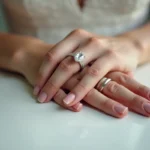 bride matching wedding band perfectly with her existing engagement ring